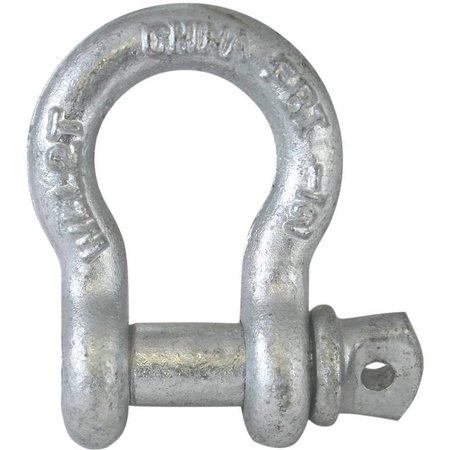 FEHR 38 Anchor Shackle, 38 in Trade, 075 ton Working Load, Commercial Grade, Steel, Galvanized 44628